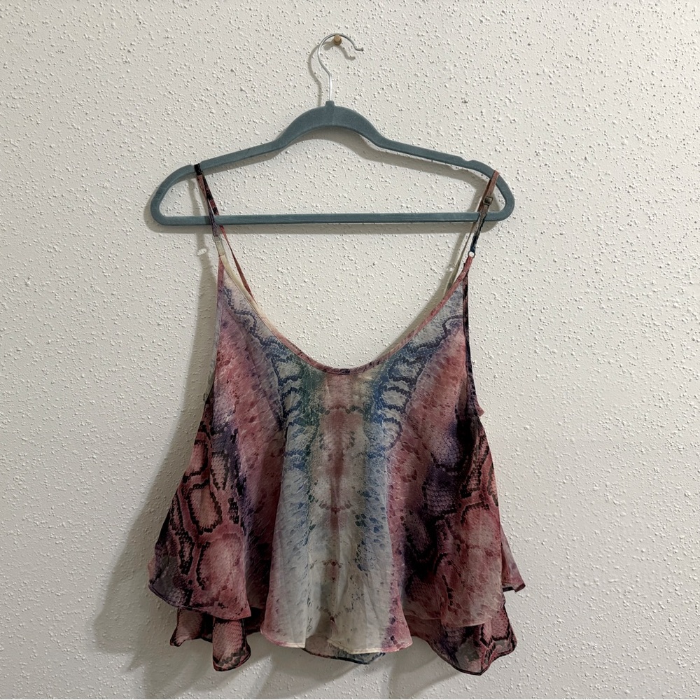 Show Me Your Mumu Jodie Ray Ruffle Rainbow Snake Skin Tank Top - size medium